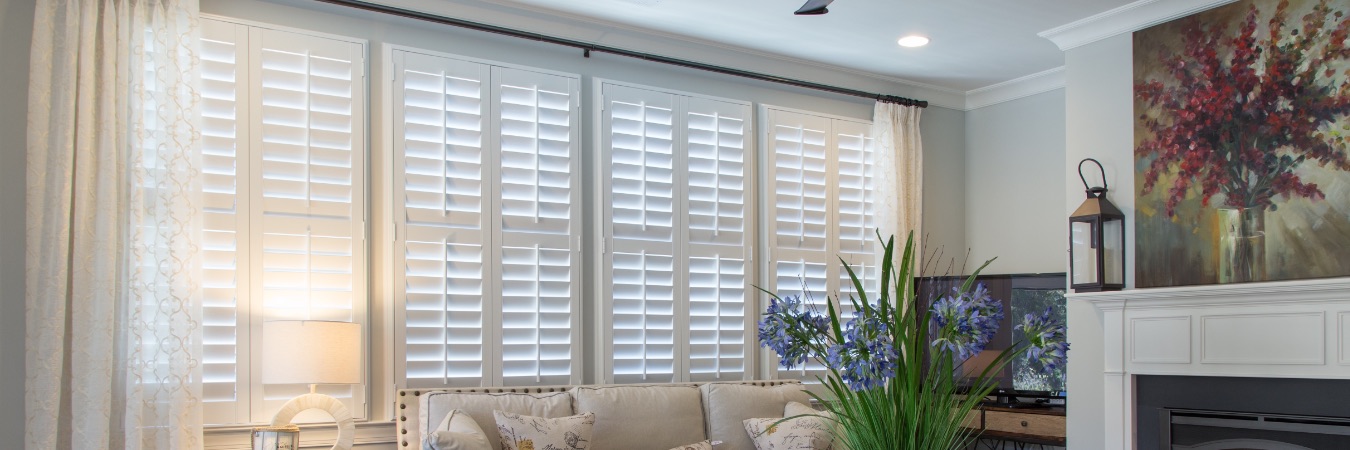 Polywood plantation shutters in Gainesville living room
