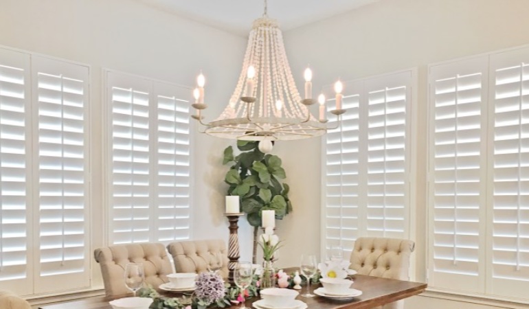Polywood shutters in a Gainesville dining room.